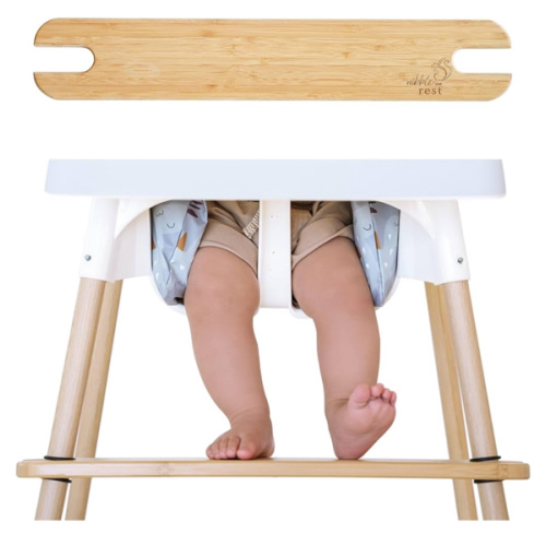 Woodsi Footsi Highchair Footrest for IKEA Antilop, Bamboo Wooden Footrest, Height Adjustable, High Chair Accessories,Suitable Footstool with Rounded Corners