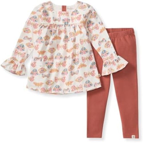 Burt's Bees Baby baby-girls Long Sleeve Top and Pant Set, 100% Organic Cotton Outfit