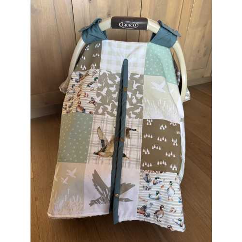 Cute Baby Car Seat Canopy Cover - Mallard Ducks Woodland Animal - All Cotton or Minky - Baby Boy - Shower Gift