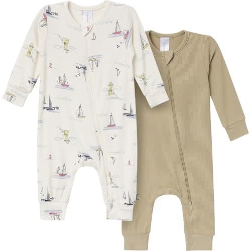 Modern Moments by Gerber Unisex Baby Viscose 2-pack Footless Coveralls