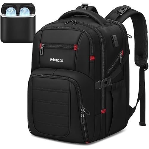 Mancro Dad Diaper Bag Backpack - Large Waterproof Travel Baby Bag for Men with Detachable Bottle Bag & Insulated Pocket, Black