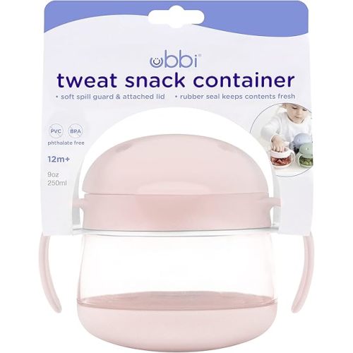 Ubbi Tweat No Spill Snack Container for Kids, BPA-Free, Toddler Travel Bowl, Blush Pink