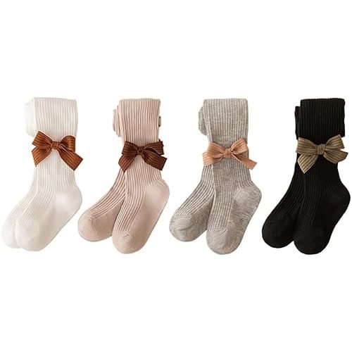 Baby Toddler Girl's Tights Cable Knit Mesh Leggings Little Girl Seamless Stockings Bows Cotton Pantyhose