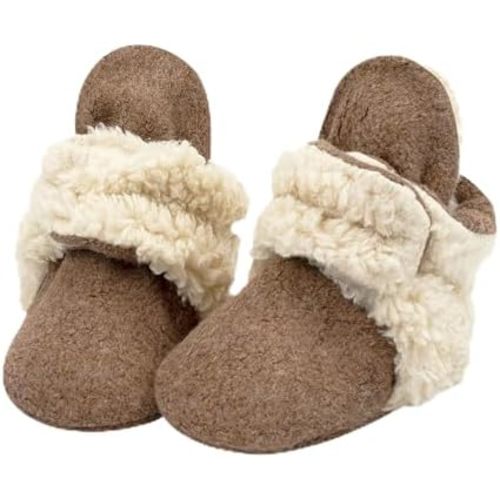 Zutano Baby Furry Fleece Booties with Grippers, Organic Cotton Lining