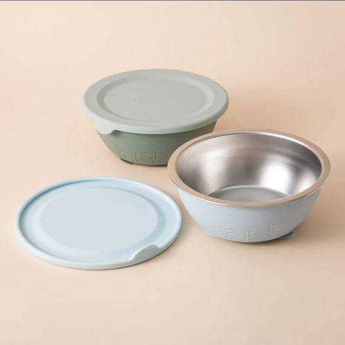 Stainless Steel Silicone Suction Bowl - 13 oz