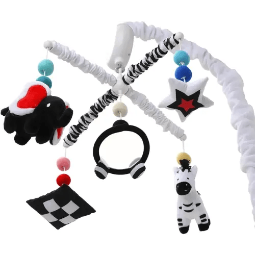 The Peanutshell Baby Crib Mobile for Boys & Girls, Musical, Montessori Nursery Mobiles, Black and White Crib Decor, High Contrast Mobile, Crib Toys Hanging, Crib Accessories Boy