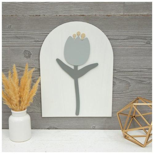 Blue Tulip Arch Wood Wall Decor