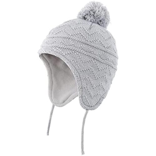 Connectyle Toddler Boys Girls Beanie Hat Fleece Lined Knit Kids Hat with Ear Flaps Warm Winter Hat Acrylic Watch Hat