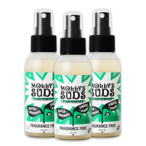 Molly's Suds Stain Remover Spray | Gentle Yet Powerful, Great for Baby & Pet Stains | Clean, Simple Ingredients (Fragrance Free) (3 Fl Oz (Pack of 3))