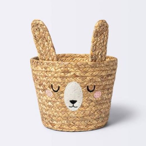 Braided Water Hyacinth Small Round Storage Basket - Rabbit - Cloud Island™