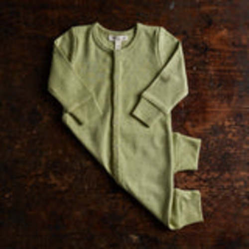 Stork Baby Pyjamas - Cotton Pointelle - Celadon