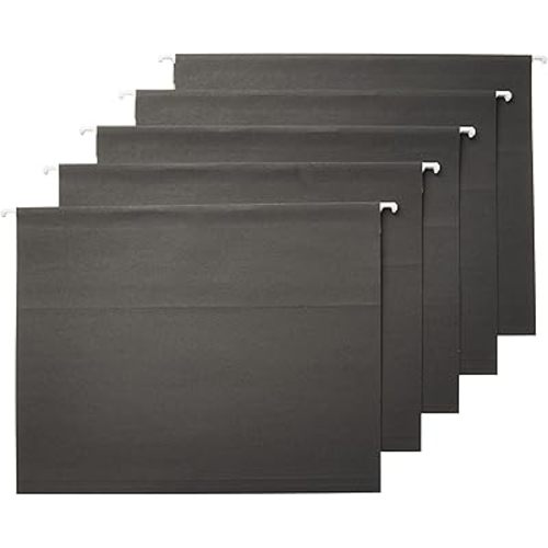 Amazon Basics Hanging File Folders, Letter Size, 8.5x11 inches, Black, 25-Pack