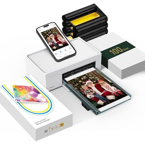 Liene 4x6'' Photo Printer, Phone Printer 100 Sheets & 3 Cartridges, Full-Color Photo, Portable Instant Photo Printer for iPhone Android, Thermal Dye Sublimation, Wi-Fi Picture Printer 100 Papers