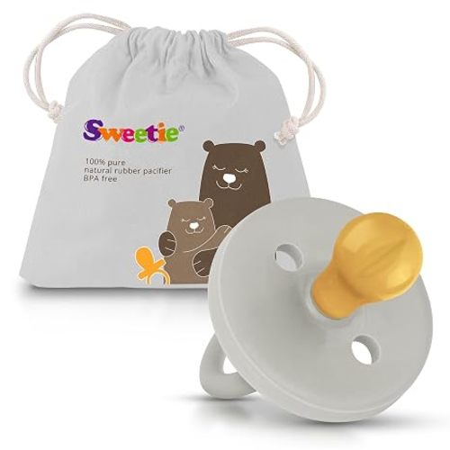 SWEETIE Rubber Pacifier Natural Rubber Pacifier Rounded (Natural Color, 0-6 Month)