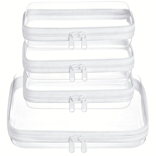 GASTROPOD 4 Pcs Clear Zipper Pouches,Hard Shell Zipper Case,Toiletry Bag for Travel,Clear Diaper Bag,Toiletry Pouch,Travel Organizer,Cosmetic Bag,Toy Storage Bins