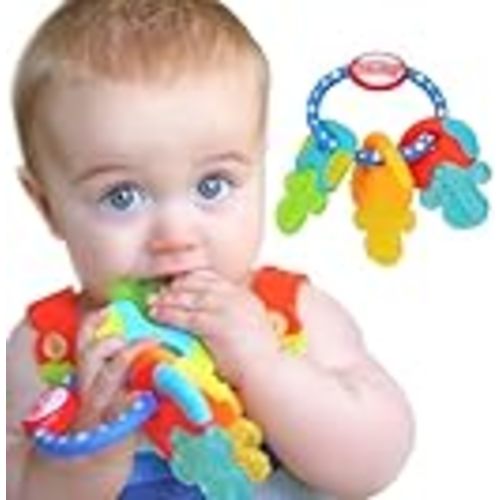 Nuby Ice Gel Teether Keys for Babies, Soft Teething Toy, Blue, 3M+ | Cooling Teethers for Infants, Easy-Hold Textured Teething Toy, Textured for Teething