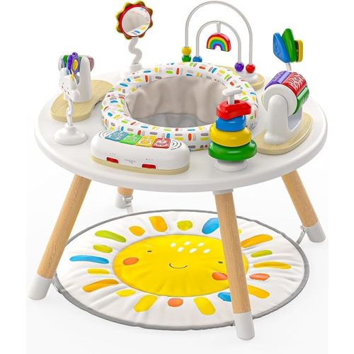 Move2Play 4-in-1 Baby Activity Center | Montessori-Inspired Design | 8 Interactive Toys | Tummy Time, Exersaucer & Toddler Table | Shower Gift | Essential | Must Have for 3, 6, 12 Month Old (Sun)
