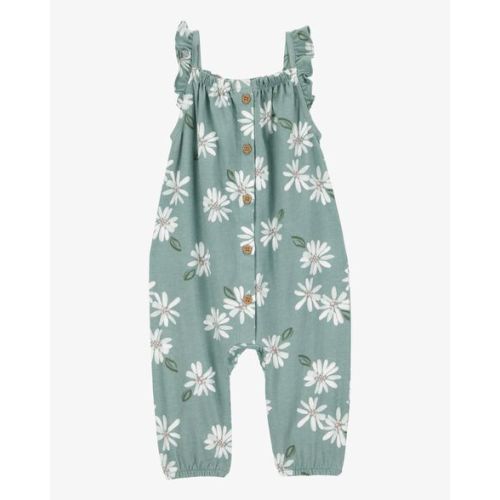 Baby Floral Button-Front Jumpsuit - Green - Carter's | Carter's