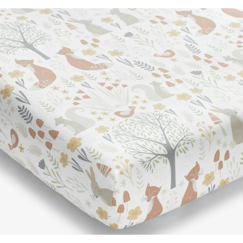 Forest Animals Classic Cool Organic Cotton Percale Fitted Crib Sheet