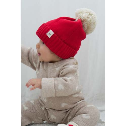 Luna + Luca Pom Beanie - Red