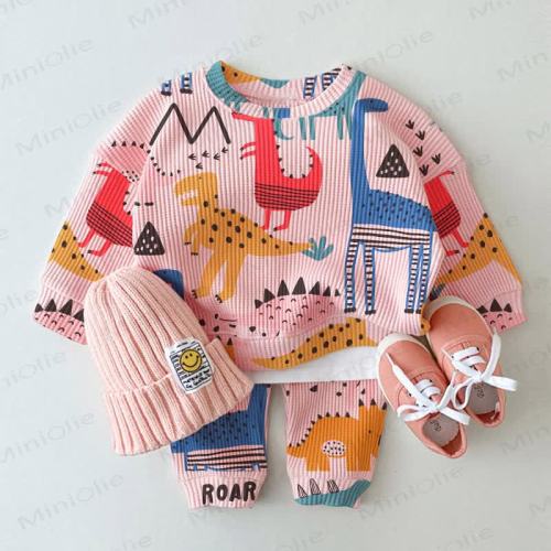 Baby Dinosaur Pink Waffle 2-piece Set