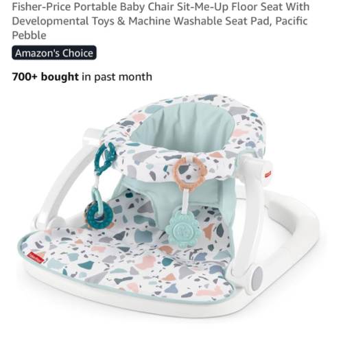 Amazon.com: Fisher-Price Portable Baby Chair Sit-Me-Up Floor Seat With Developmental Toys & Machine Washable Seat Pad, Pacific Pebble