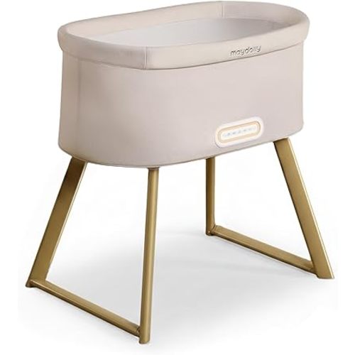 Maydolly Smart Soothing Baby Bassinet – Smart Newborn Bassinet with Cry Detection that Automatically Responds – Breathable Infant Sleeper for Newborns to 6 Months（Beige）