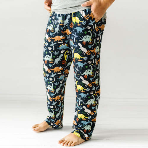 Navy Jurassic Jungle Men's Pajama Pants - Little Sleepies