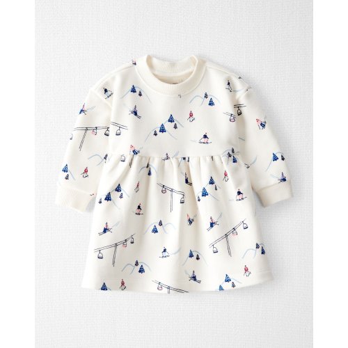 Baby Girl French Terry Dress Made with Organic Cotton in Snowy Slopes Print - Little Planet | Carter's