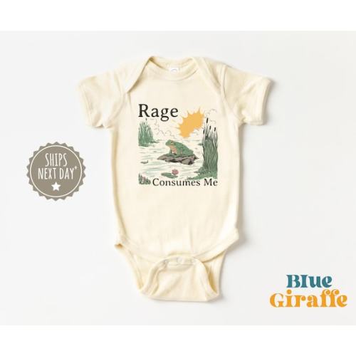 Rage Consumes Me Frog Onesie® - Funny Baby Onesie® - Funny Retro Bodysuit - Natural Baby Onesie® - Etsy