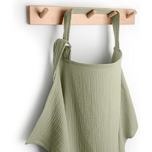 Comfy Cubs Muslin Nursing Cover, Pack of 1, 100% Muslin Breastfeeding Cover - Soft & Breathable Baby Nursing Scarf with Adjustable Neck Strap - Portable, Lightweight & Privacy Coverage - Sage