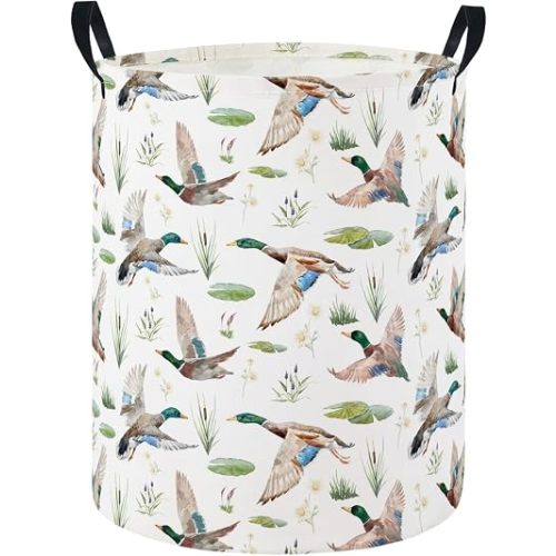 Baby Laundry Hamper Basket Baby Hamper for Nursery Boy and Girl Cute Storage Bin Organizer Boho Room Decor(Duck)