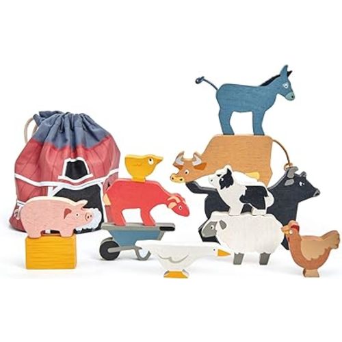 Tender Leaf Toys - Stacking Farmyard Set for Kids - Animal Set for Encouraging Logical Thinking, Inspire Imaginative and Pretend Play