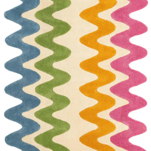 Multicolor 4' 1 x 6' 1 Happy Rugs Wavy Wool | Rugs.com