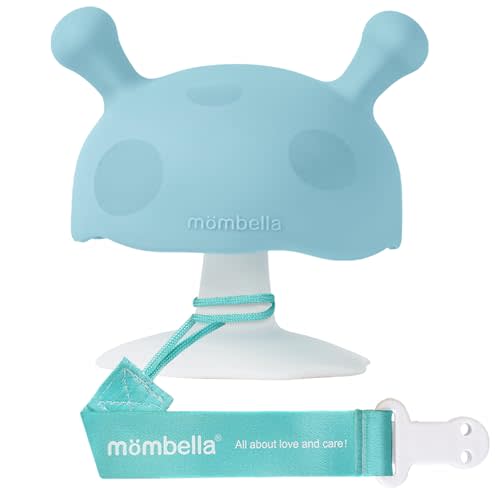 Baby Teething Toys for 3-12 Months+,Silicone Mombella Baby Teether with Suction Base,Soft&Easy to Grasp for Teething Relief,Safe&Comfortable Teether Toys for Sucking Needs,BPA Free (Soft Blue)