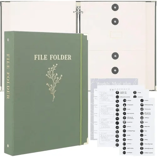 Folio Folders with Pockets, Document Organizer Folio, Family Emergency Binder, Pocket Accordion Storage Binders, Birth Certificates, Estate Planning, Anti-Lost Binders, In Case I Go Missing Binder, (Green)