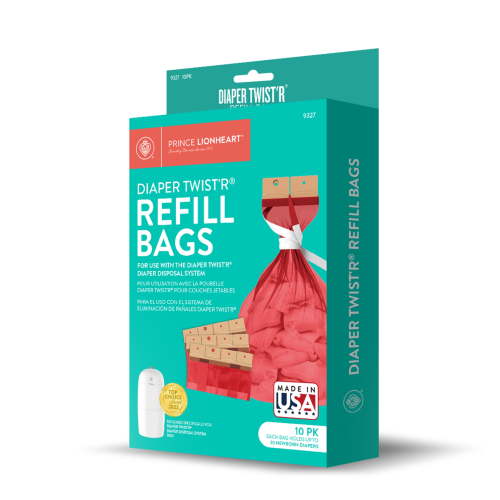 Prince Lionheart Diaper Pail Refill Bags 10 Pack Odor Containment for Diaper Twist'R