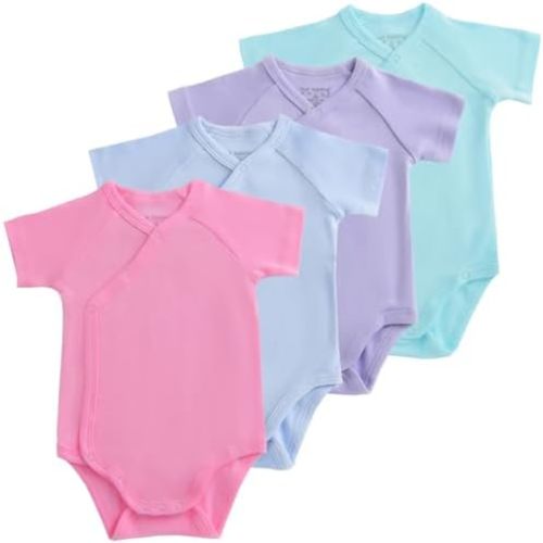 Baby Boys Girls Short Sleeves Kimono Clothes Cotton Baby Side-Snap Bodysuit Pack of Baby Layette Set