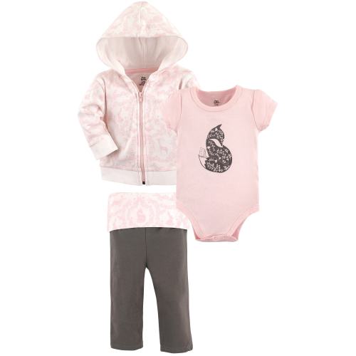 Yoga Sprout Baby and Toddler Girl Cotton Hoodie, Bodysuit or Tee Top, and Pant, Lace Garden Baby