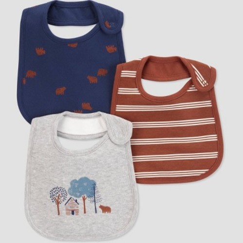Carter's Just One You®️ Baby Boys' 3pk Bear Bib - Blue/Brown
