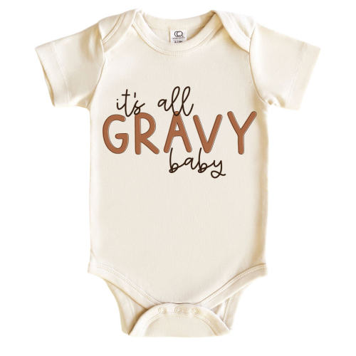 It's All Gravy Baby Graphic Bodysuit & Kids Tee | Natural
