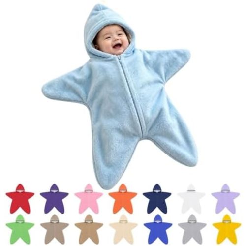 Baby Star Suit Newborn Fleece Starfish Bunting Romper Infant Halloween Footie Jumpsuit Winter Warm Wearable Blanket