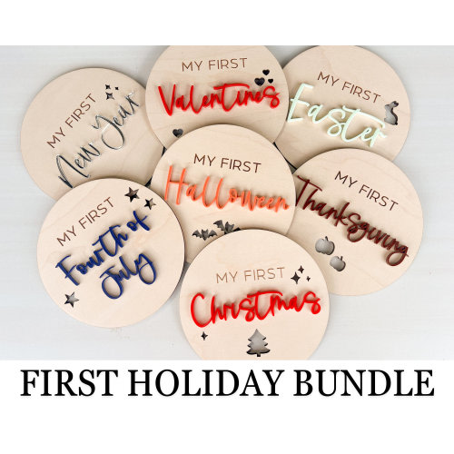 My First Holiday Bundle, Babys First Milestones Set, Holiday Photos Prop, My First Photo Markers, First Year Keepsake, Baby Shower Gift