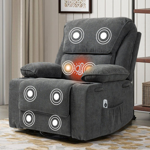 Inbox Zero Rocker Recliner Swivel Heated Massage Reclining Chair | Wayfair