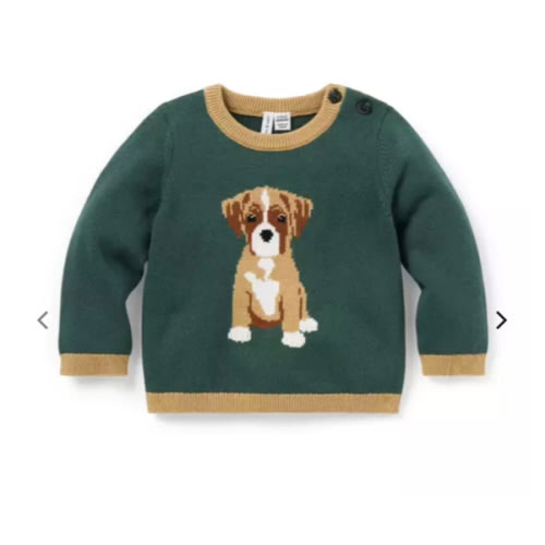 Baby Topiary Green Baby Dog Sweater by Janie and Jack
