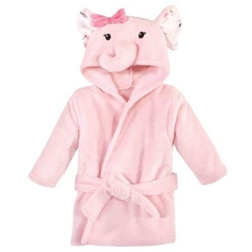 Hudson Baby Infant Girl Plush Animal Bathrobe, Pink Floral Elephant, 0-9 Months