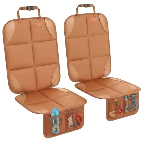 SMART ELF Car Seat Protector 2-Pack, Thick Padding Cushion with Non-Slip Backing (Dark Brown)