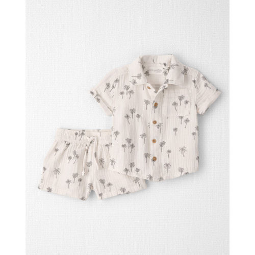 Baby Boy 2-Piece Organic Cotton Gauze Top & Short Set in Palm Trees - Little Planet | Carter's