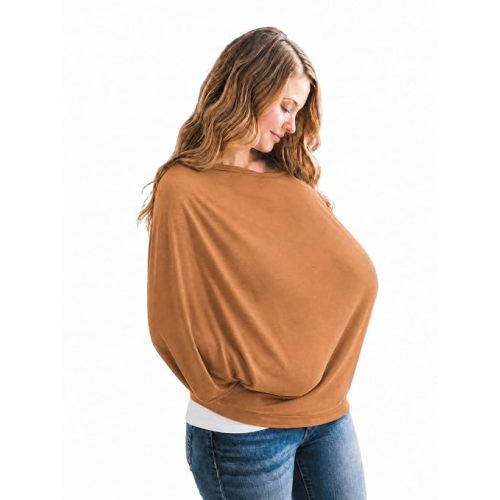 Copper Pearl Nursing Cover for Breastfeeding – Multi-Use Baby Car Seat Canopy, Stroller Shade & Breast Feeding Wrap for Women, Stretchy Breathable Carseat Shawl for Boy or Girl, Camel