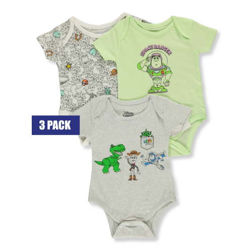 Toy Story Baby Boys' 3-Pack Buzz Lightyear Bodysuits Color: green/multi Size: 6 - 9 months
